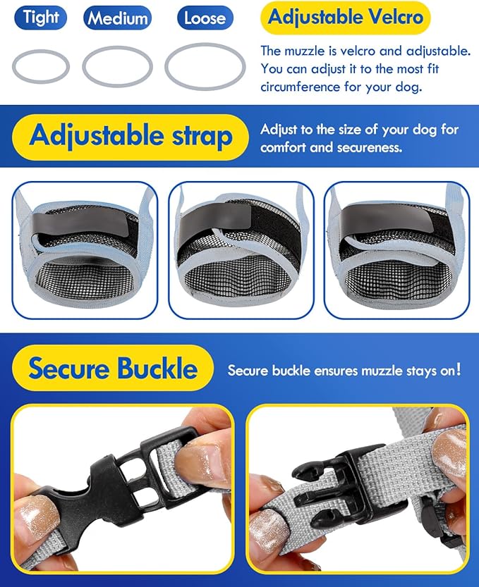 Dog Muzzle, Soft Air Mesh Muzzle for Small Medium Large Dogs Anti Biting Barking Chewing, Breathable Drinkable Adjustable Loop Pets Muzzle for German Shepherd Husky Labrador Retriever (Grey,XL)-PawvioPets