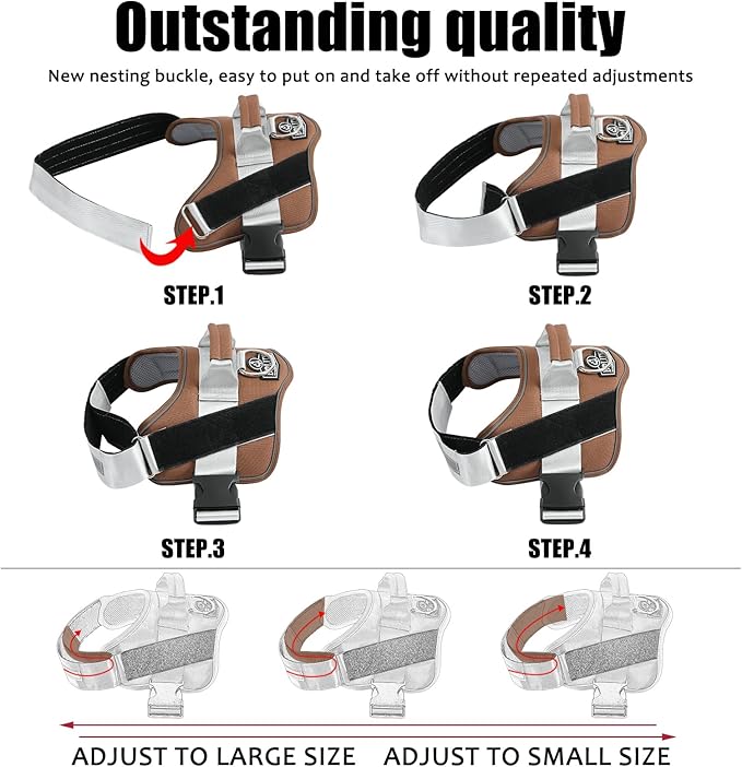 Bolux Dog Harness, No-Pull Reflective Dog Vest, Breathable Adjustable Pet Harness with Handle for Outdoor Walking - No More Pulling, Tugging or Choking-PawvioPets