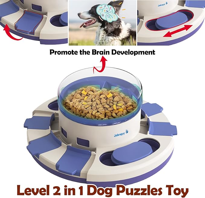 Dog Puzzle Toys for Boredom and Mental Stimulation, Interactive Slow Food Feeder Dispenser, Professional Level 2 in 1 for Large/Medium/Small Dogs-PawvioPets