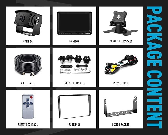 FOOKOO Ⅱ HD Backup Camera System Kit,7" 1080P Reversing Monitor+IP69 Waterproof Rear View Camera,Sharp CCD Chip, 100% Not Wash Up,Truck/Semi-Trailer/Box Truck/RV (FHD1-Wired)-PawvioPets