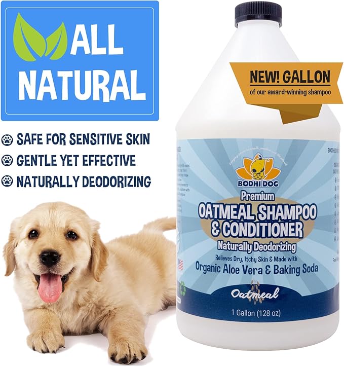 Bodhi Dog Organic Oatmeal Dog Shampoo & Conditioner - Hypoallergenic Formula - Naturally Deodorize Dogs, Cats & Pets - Moisturizes Dry, Itchy & Sensitive Skin - Made in USA (1 Gallon)-PawvioPets