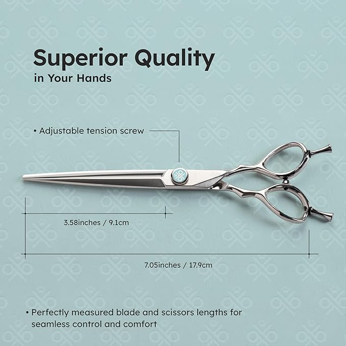 7" Dog Grooming Scissors – Sawtooth Blade, VG10 Stainless Steel for Sharpness, Durability, and Edge Retention, Perfect for Grooming Maltese, Yorkie, Schnauzer-PawvioPets