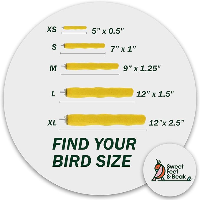 Comfort Grip Safety Perch for Bird Cages - Pedicure Perch for Birds to Keep Nails and Beaks in Top Condition - Safe Easy to Install Bird Cage Accessories - Small 6.5"-PawvioPets