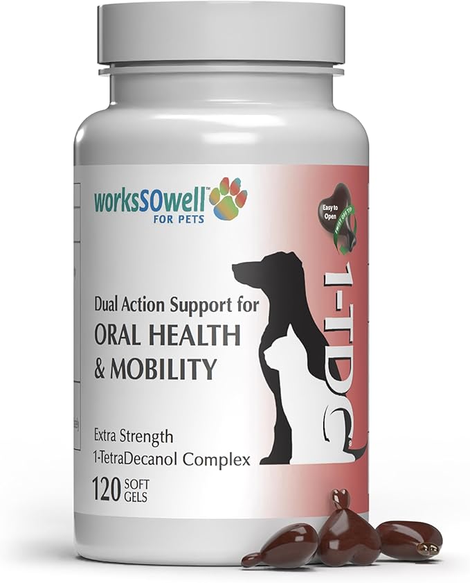 1TDC WorksSoWell Dual Action Joint Supplement for Dogs & Cats - Hip and Joint Supplement for Large Breed & Small Breed - Also Great for Oral Health - Muscle & Stamina Recovery & Arthritis - 120ct-PawvioPets