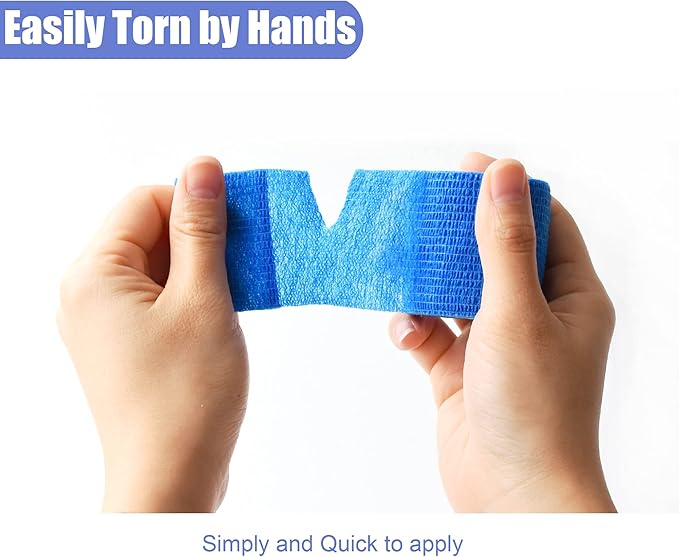 9 Pack 2" x 5 Yards Self Adhesive Bandage Wrap Self Stick Wrap for Ankle, Wrist, Finger, Sports, Breathable Cohesive Vet Tape for Pets (Dark Blue)-PawvioPets
