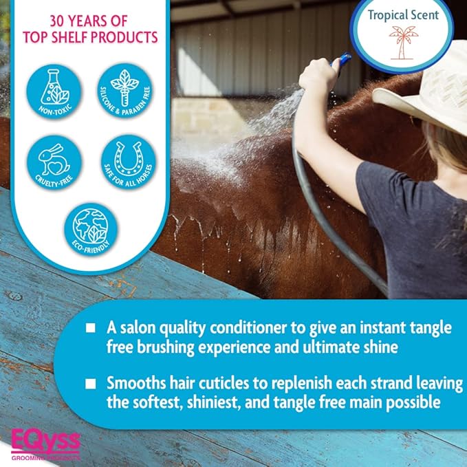 EQyss Premier Equine Conditioner - Moisturize Skin, Detangle Horse's Mane, Tail, & Coat, Add Shine, Tangle-Free Brushing, Minimize Flyaways (128 oz)-PawvioPets