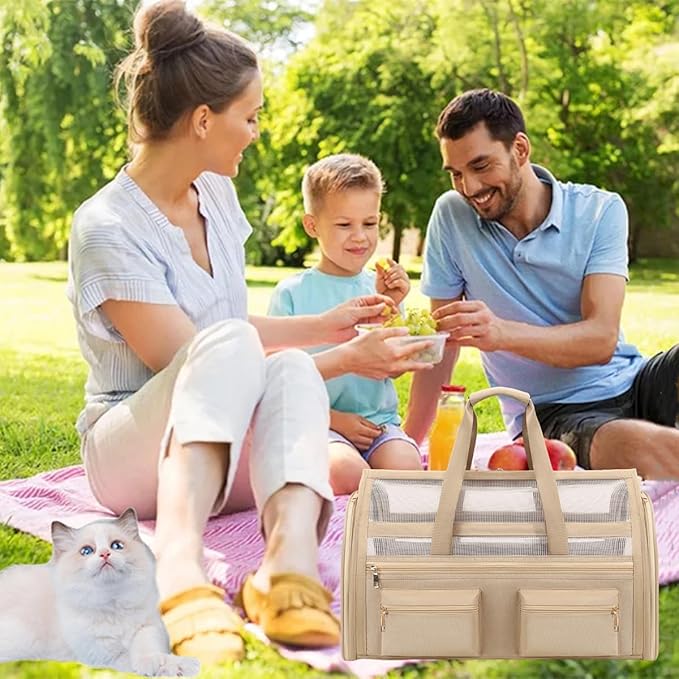 Cat Carrier Bag,Soft Sided Ventilated Pet Carrier for Small Dog Airline Approved Travel Puppy Carrier with Breathable Mesh, Foldable Portable for Outdoor Car-PawvioPets