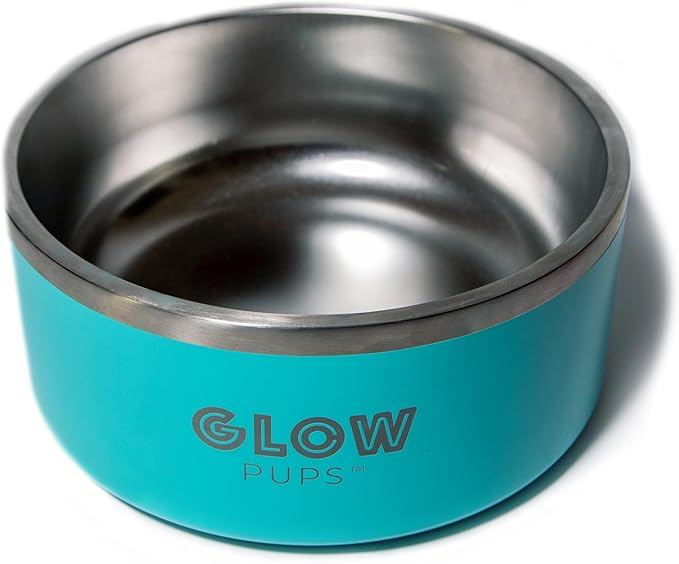 Dog Bowl - Vacuum Insulated Keeps Water Cool, Non-Slip Base, Easy Clean Interior, Durable Stainless Steel, Multiple Colors, Ideal for Travel, 32 Oz - Pet Bowl (Light Blue)-PawvioPets