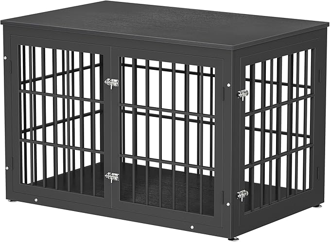 48 Inch Heavy Duty Dog Crate Furniture for Large Dogs, Decorative Pet House End Table, Extra Large Wooden Cage Kennel Furniture Indoor, Black-PawvioPets