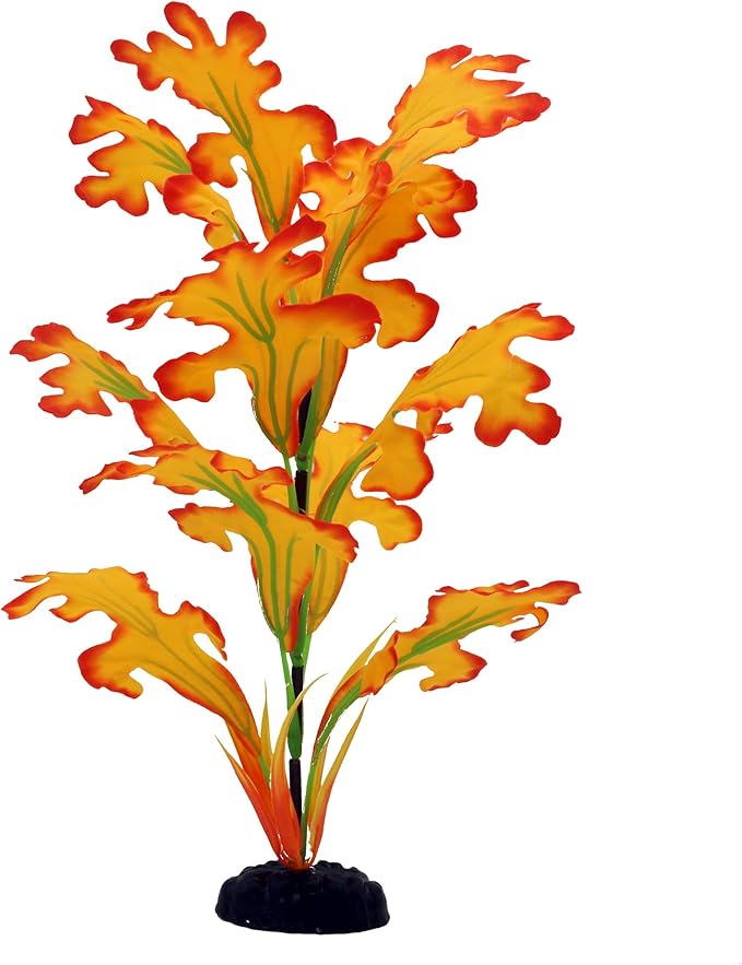 2-Pack 12 Inch Aquarium Silk Aquarium Plants, Artificial Plastic Plant for Small Tank, Goldfish, Fish Hides (Yellow, 12 Inch)-PawvioPets