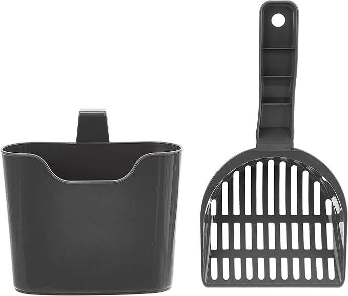 Amazon Basics Durable Litter Scoop for Cat Litter Box, with Holder, Efficient Scooper-PawvioPets