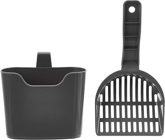 Amazon Basics Durable Litter Scoop for Cat Litter Box, with Holder, Efficient Scooper-PawvioPets