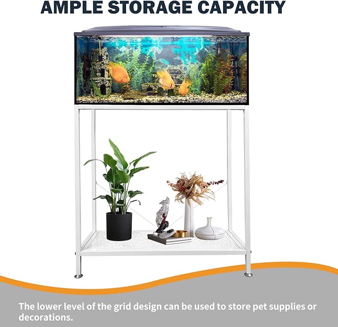 Fish Tank Stand: The Perfect 10 Gallon Metal Aquarium Stand Measuring 22.8" W x 10.6" D x 31.3" H to Fit Your Aquatic Display Needs. (10 Gallon-White)-PawvioPets