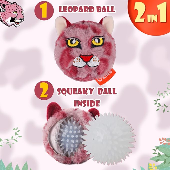 DKING 3Pack Squeaky Dog Balls,2 in1 Funny Puppy Ball Toys,Birthday Dog Toy for Small Medium Dogs (Animal Ball)-PawvioPets