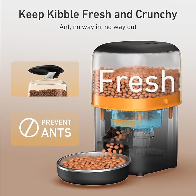 Automatic Cat Feeder - 2L Cat Food Dispenser, Timed Auto Pet Feeder with 180-day Battery Life, 1-6 Meals Per Day, 1-16 Portion, Desiccant Bag Keeps Dry Food Fresh, Also for Small Dogs-PawvioPets