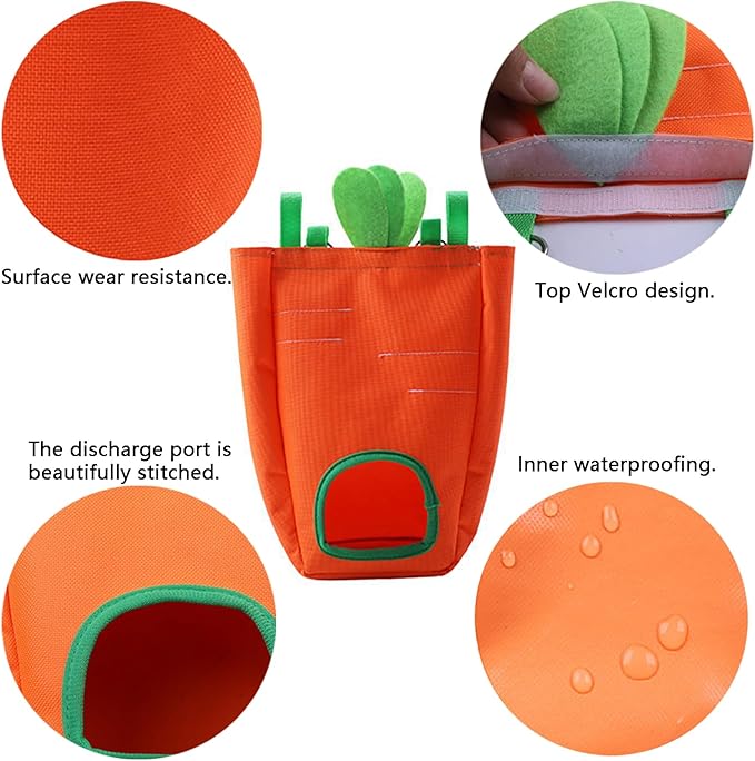GKYZBB Rabbit Hay Feeder Bag for Cage Guinea Pig Timothy Hay Dispenser Storage Manger Hanging Large Less Waste for Bunny（Carrot）-PawvioPets