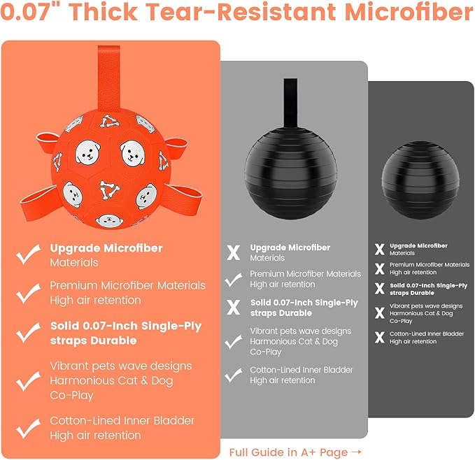 Dog Toys Soccer Ball with Straps, Durable Dog Balls, Interactive Dog Toys for Tug of War, Floating Water Puppy Toys for Indoor/Outdoor – Fun Dog Birthday Gift for Small Medium Dogs, 6 Inch-PawvioPets