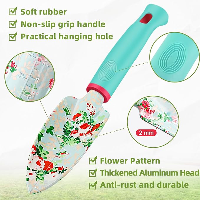 Garden Tools Set WANCHI 10 Piece Heavy Duty Floral Garden Tool Set Gardening Gifts for Women Men Birthday Rust-Proof Aluminum Garden Hand Tools Gardening Kit with Tote Bag Apron Glove-PawvioPets