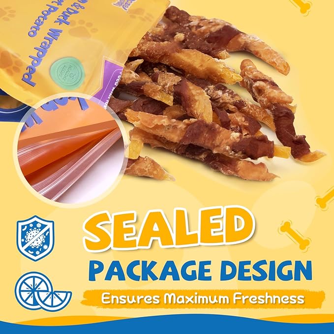 gazeupon Dog Treats，Chicken&Duck Wrapped Sweet Potato，Healthy Training Snacks for Dogs, Rawhide Free,14.1 oz-PawvioPets
