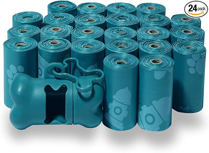 Best Pet Supplies Dog Poop Bags (360 Bags) for Waste Refuse Cleanup, Doggy Roll Replacements for Outdoor Puppy Walking and Travel, Leak Proof and Tear Resistant, Thick Plastic - Turquoise-PawvioPets
