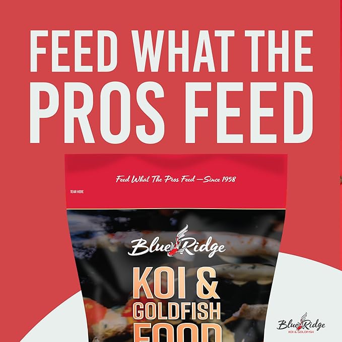 Blue Ridge Koi Fish Food 2lb - Koi Food 3/16” Large and Mini Blend Growth Formula, Goldfish Food, Premium Fish Food for Ponds, Ponds Fish Food, Floating Pond Pellets-PawvioPets