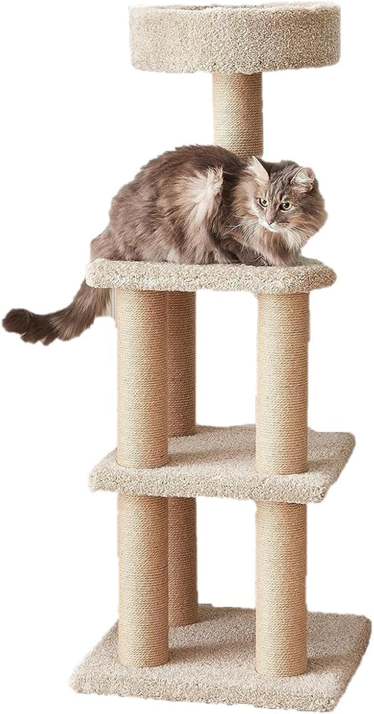 Amazon Basics Cat Tree - Indoor Cat & Kittens Multi-Level Climbing Activity Tower with Scratching Posts, Large (45.9"H) - Beige-PawvioPets