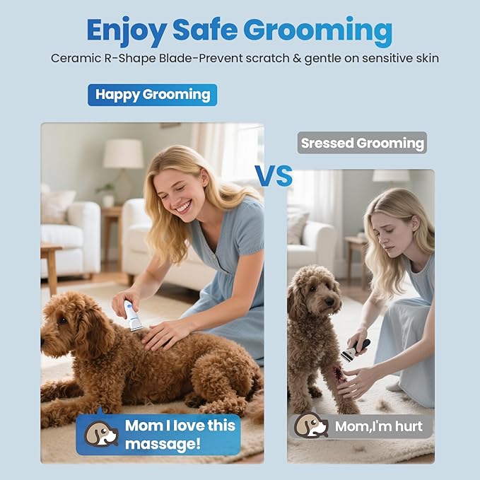 3-in-1 Dog & Cat Grooming Kit - Rechargeable Cordless Pet Hair Clippers with Nail Grinder & Paw Trimmer & 5 Guide Combs, Low Noise Dog Clippers for Grooming Small Medium Pets-PawvioPets