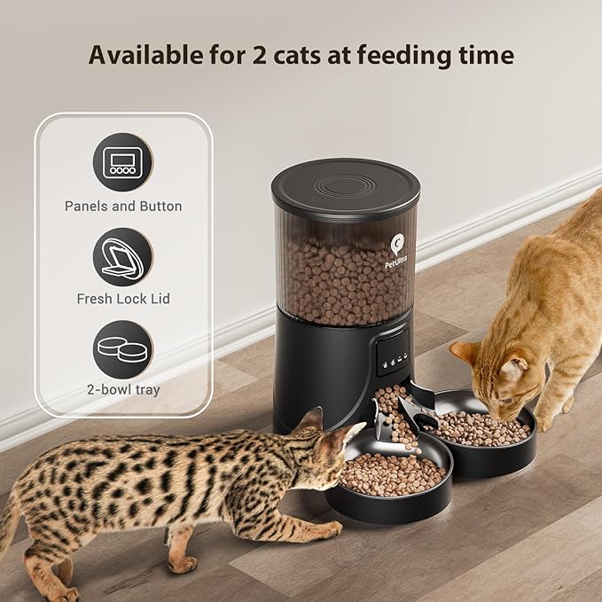Automatic Cat Feeder for 2 Cats: Cat auto 2.4G WiFi - Timed Smart App Control 1-10 Meals| Automatic Pet Feeder for Cats and Small Dog Indoor- Dual Power& Detachable Clean-PawvioPets