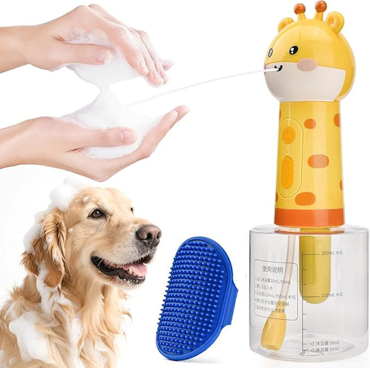 Electric Dog Cleaning Foam Machine with Bath Glove,Automatic Dog Soap Dispenser for Bath, Dog Bath Supplies - Outdoor Dog Shower Attachment for Bathtub for After Walk Pet Wash-PawvioPets