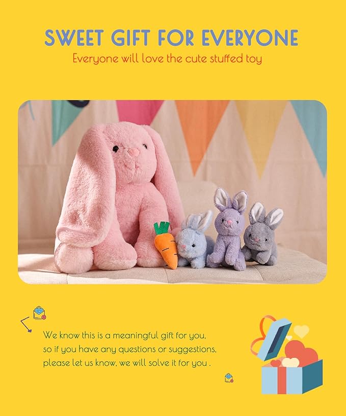 5 Pieces Rabbit Stuffed Animals for Girls,1 Mommy Rabbit with 4 Babies,Plush Bunny Stuffed Toy Gifts for Kids Children 3 4 5 6 7 8 9 Years,Soft Stuffed Bunny for Christmas,Birthday,Party Decorations-PawvioPets