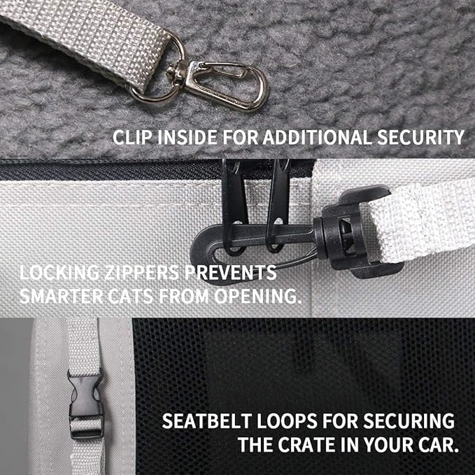 Extra Large Cat Carrier Soft Sided, Portable Small Dog Carrier for 2 Cats, 24"x16.5"x16" Car Travel Folding Comfortable Design, Khaki-PawvioPets