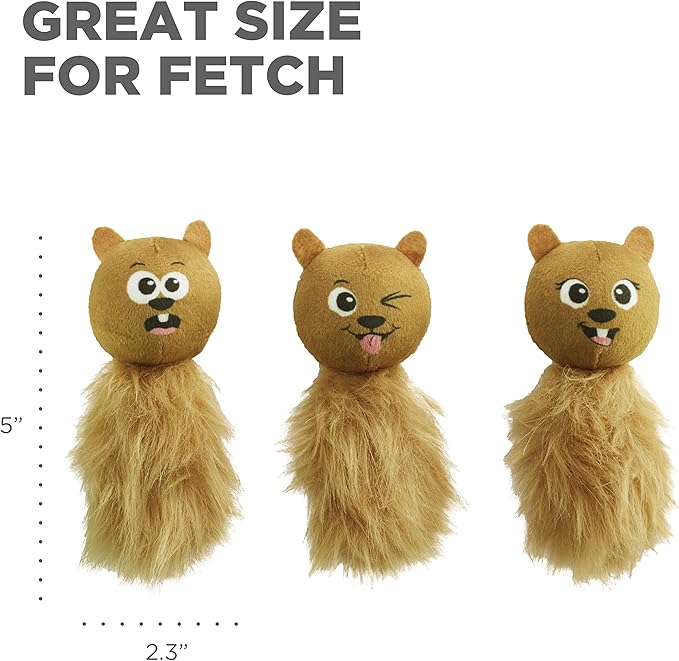 Outward Hound Nina Ottosson Plush Replacement Chipmunk Toys for Snuffle N' Treat Dog Ball Puzzle - 3 Pack-PawvioPets