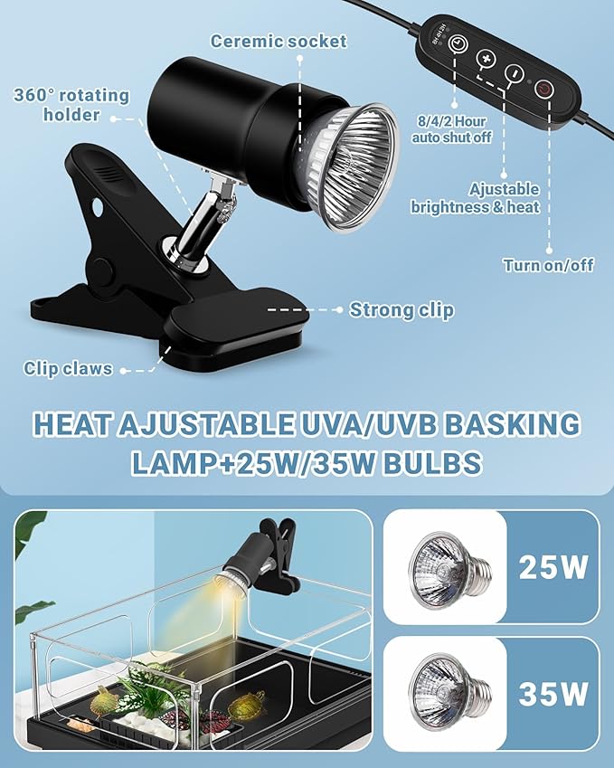 GOZILLA Small Turtle Tank Kit(Tank+Lamp+Filter), Acrylic Turtle Starter Kit with Adjustable Lamp, Reptile Habitat and Terrarium with Multi-Functional Areas for Small Reptiles. (Black Kit)-PawvioPets