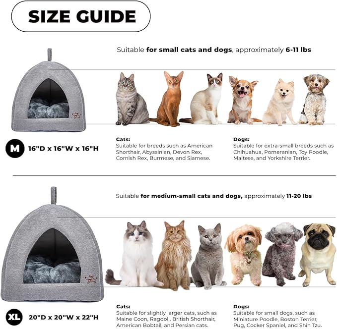 Best Pet Supplies Pet Tent-Soft Bed for Dog and Cat by - Gray, 20" x 20" x H:22"-PawvioPets