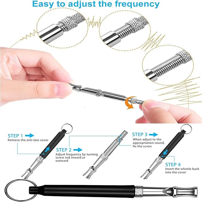 3 Pack Dog Whistle to Stop Barking Neighbors Dog - Adjustable Ultrasonic Silent Dog Whistle for Professional Training & Bark Control, with Lanyard (Black/White) - Effective Recall & Long Range-PawvioPets