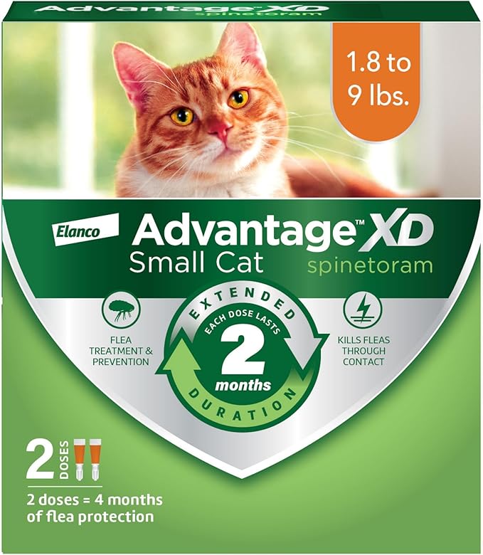 Advantage XD Small Cat Flea Prevention & Treatment For Cats 1.8-9lbs. | 2-Topical Doses, 2-Months of Protection Per Dose-PawvioPets