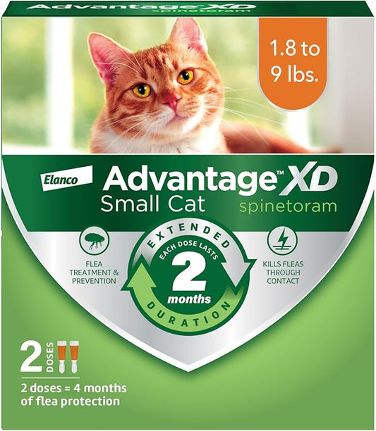 Advantage XD Small Cat Flea Prevention & Treatment For Cats 1.8-9lbs. | 2-Topical Doses, 2-Months of Protection Per Dose-PawvioPets
