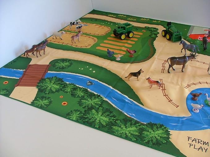 Farm Play Mat for Farm Toys | Foldable Solution |Large Size 57” x 57” | Farm Animals | Tractor Play| Activity Mat | by Play Mat Factory-PawvioPets
