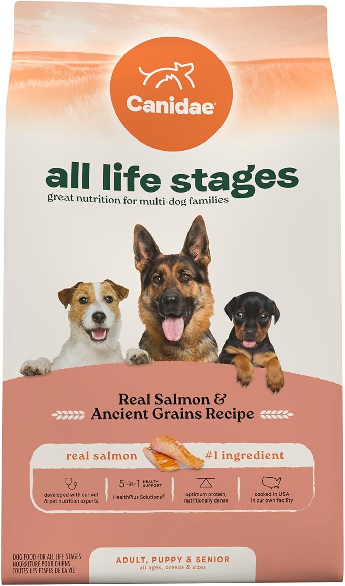 Canidae All Life Stages Real Salmon & Ancient Grains Recipe – High Protein Premium Dry Dog Food for All Ages, Breeds, and Sizes– 5 lbs.-PawvioPets