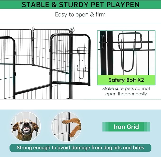 BestPet Dog Playpen Indoor 40 inch 16 Panels Metal Dog Pen Pet Dog Fence Outdoor Exercise Pen with Doors,Pet Puppy Playpen for RV Camping Yard, Black-PawvioPets