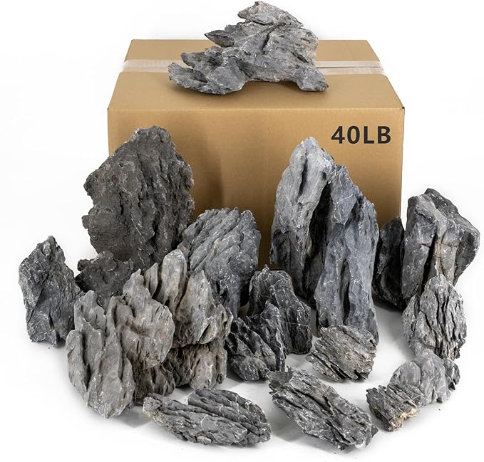 Dragon Stone Aquarium Rock Seiryu Stone for Aquariums, Fish Tanks, Bonsai, Terrariums, Wargaming Dioramas, Indoor or Outdoor Gardens-40Lb(2-10 Inch)-PawvioPets