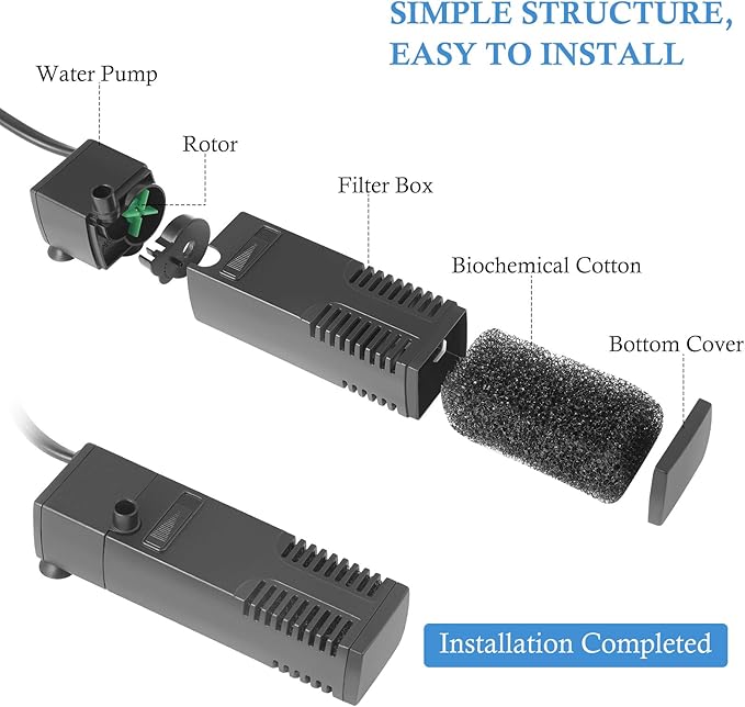 FEDOUR Submersible Aquarium Internal Filter, Filter with Water Pump for Fish Tank up to 35 Gallon (for 1-10 Gallon)-PawvioPets