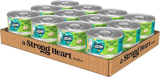 A Strong Heart Canned Wet Cat Food, Turkey & Giblets Dinner - 5.5 oz Cans (Pack of 24), Made in The USA with Real Turkey & Savory Giblets-PawvioPets