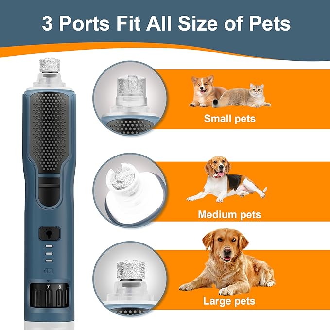 Dog Nail Grinder 7-Speed & 360° LED Light, Professional Pet Nail Grinder for Dogs and Cats, Electric Dog Nail Trimmer Painless Paws Grooming & Smoothing Tool for Large Medium Small Dogs Cats Pets-PawvioPets