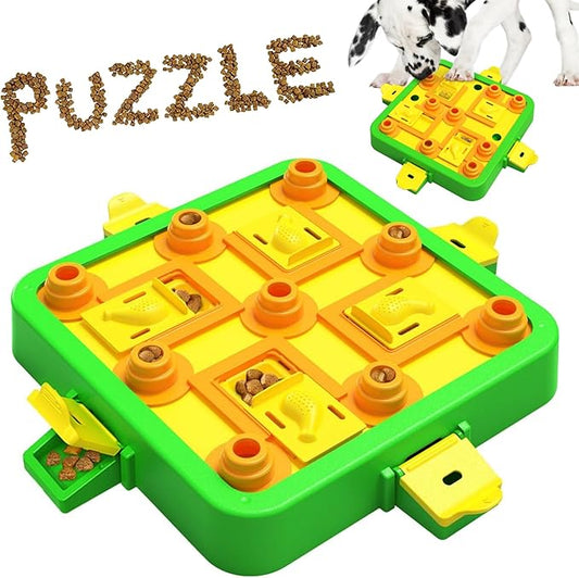 Dog Puzzle Toy Mental Stimulation - Level 3 in 1 Dogs Food Feeder Puzzle, Dog Treat Puzzle Feeder (Advanced-Green Board)-PawvioPets