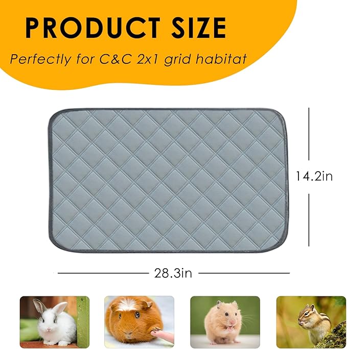 4 Pack Guinea Pig Cage Liners for C&C 2x1 Habitat Washable Guinea Pig Bedding Super Absorbent | Waterproof | Non Slip| Reusable Guinea Pig Pee Pads for Small Animals Cages-28 x 14 Inch-PawvioPets