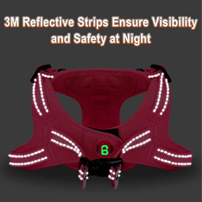 Dog Harness Step in Dog Vest Harness, Reflective Adjustable Puppy No Pull Harness Breathable Soft for Small and Medium Dogs Cats, Pink, XS-PawvioPets