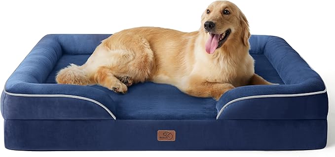 Bedsure XL Plus Orthopedic Dog Bed for Extra Large Dogs - Washable XLarge Dog Cat Bed Waterproof, Comfort Dogs Couch Sofa with Washable Removable Cover, Pet Bed with Nonskid Bottom, Blue Navy, 48"-PawvioPets