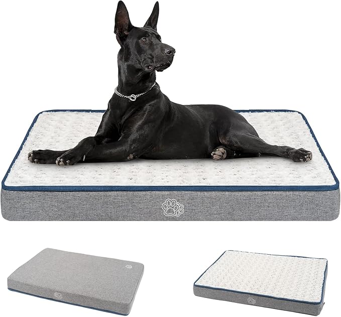 EMPSIGN Reversible Cool and Warm Dog Bed for Crate Pad, Pet Beds with Washable and Removable Cover, Dog Crate Beds Sleeping Mats, Beds for Dogs Crate for Large Medium Small Dogs, Grey-PawvioPets