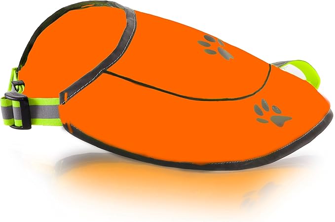Dog Reflective Vest - Comfortable Jacket Safety Hunting, High Visibility for Dogs with Elastic Straps and Clasp Closure- Orange, Large-PawvioPets